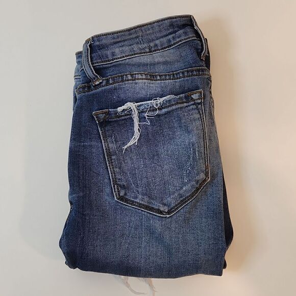 KanCan Women's Jeans Estilo Skinny Dark Wash 5/26 Distressed Ripped Denim Jeans - Picture 2 of 15